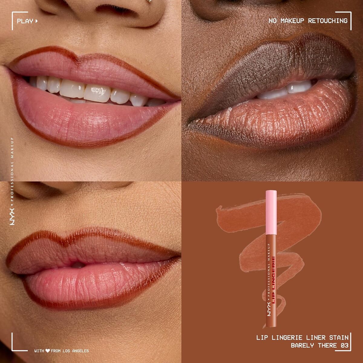 【エクスプレス便】NYX PROFESSIONAL MAKEUP リップランジェリーライナーステイン ニックス プロフェッショナル メイクアップ Lip Lingerie Liner Stain Barely There (Peach Nude) 0.03oz/1ml 落ちない リップライナー
