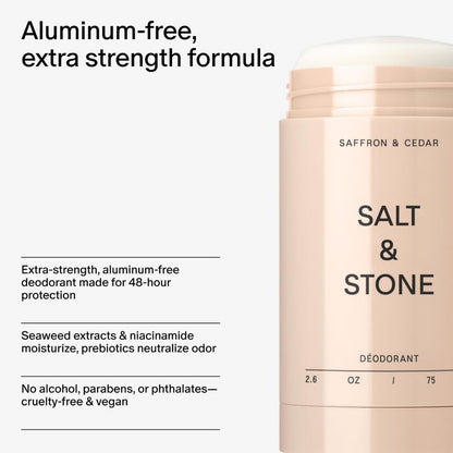 【エクスプレス便】SALT & STONE デオドラント（サフラン＆シダーの香り）アルミニウムフリー 男女兼用 シアバター配合 クルエルティフリー 2.6 oz SALT & STONE Aluminum Free Deodorant Saffron & Cedar