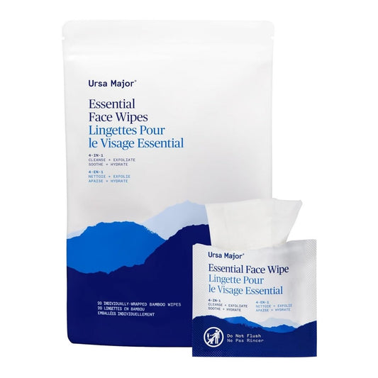 【エクスプレス便】Ursa Major エッセンシャル フェイスワイプ（個包装・20枚入り） Ursa Major Essential Face Wipes 20 Count ユニセックス パラベンフリー  クルエルティフリー