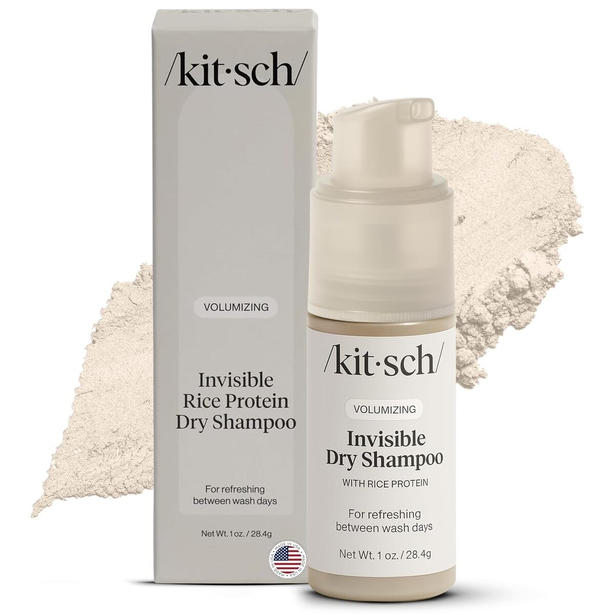 【エクスプレス便】Kitsch ボリューマイジング ライス プロテイン ドライシャンプー パウダー キッチュ Volumizing Rice Protein Dry Shampoo Powder Invisible 1oz/28.4g 頭皮 ベタつき 前髪 立ち上げ ヘアパウダー
