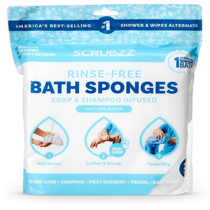 【エクスプレス便】 Scrubzz 使い捨てすすぎ不要の身体拭きシート スクラブズ Disposable Rinse Free Bathing Wipes Unscented 25Pack 3oz/約85g 体拭きシート 無香料 防災 旅行 入院 介護 すすぎ不要