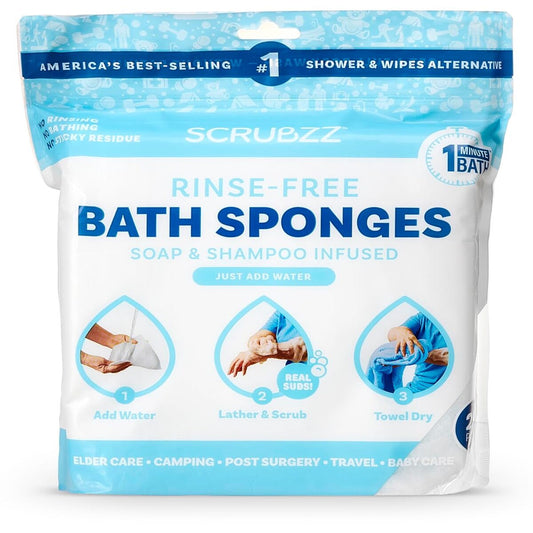 【エクスプレス便】 Scrubzz 使い捨てすすぎ不要の身体拭きシート スクラブズ Disposable Rinse Free Bathing Wipes Unscented 25Pack 3oz/約85g 体拭きシート 無香料 防災 旅行 入院 介護 すすぎ不要
