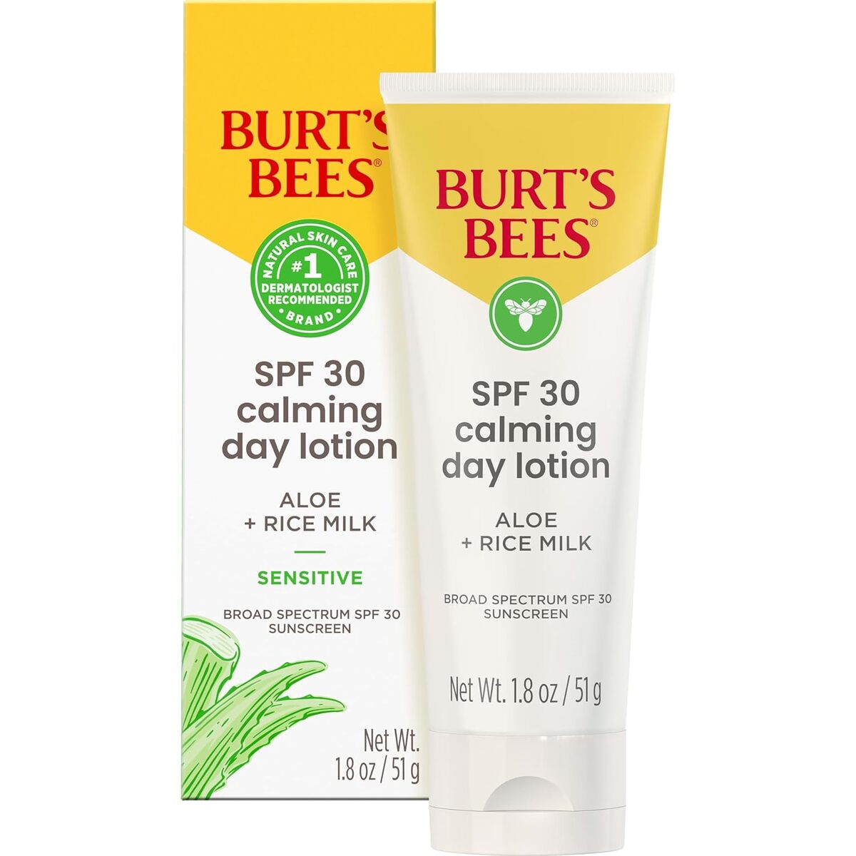 【エクスプレス便】 Burt's Bees SPF30 センシティブソリューションズ カーミングデイローション バーツビーズ SPF 30 Sensitive Solutions Calming Day Lotion 1.8oz/51g 日焼け止め 敏感肌 赤み 鎮静