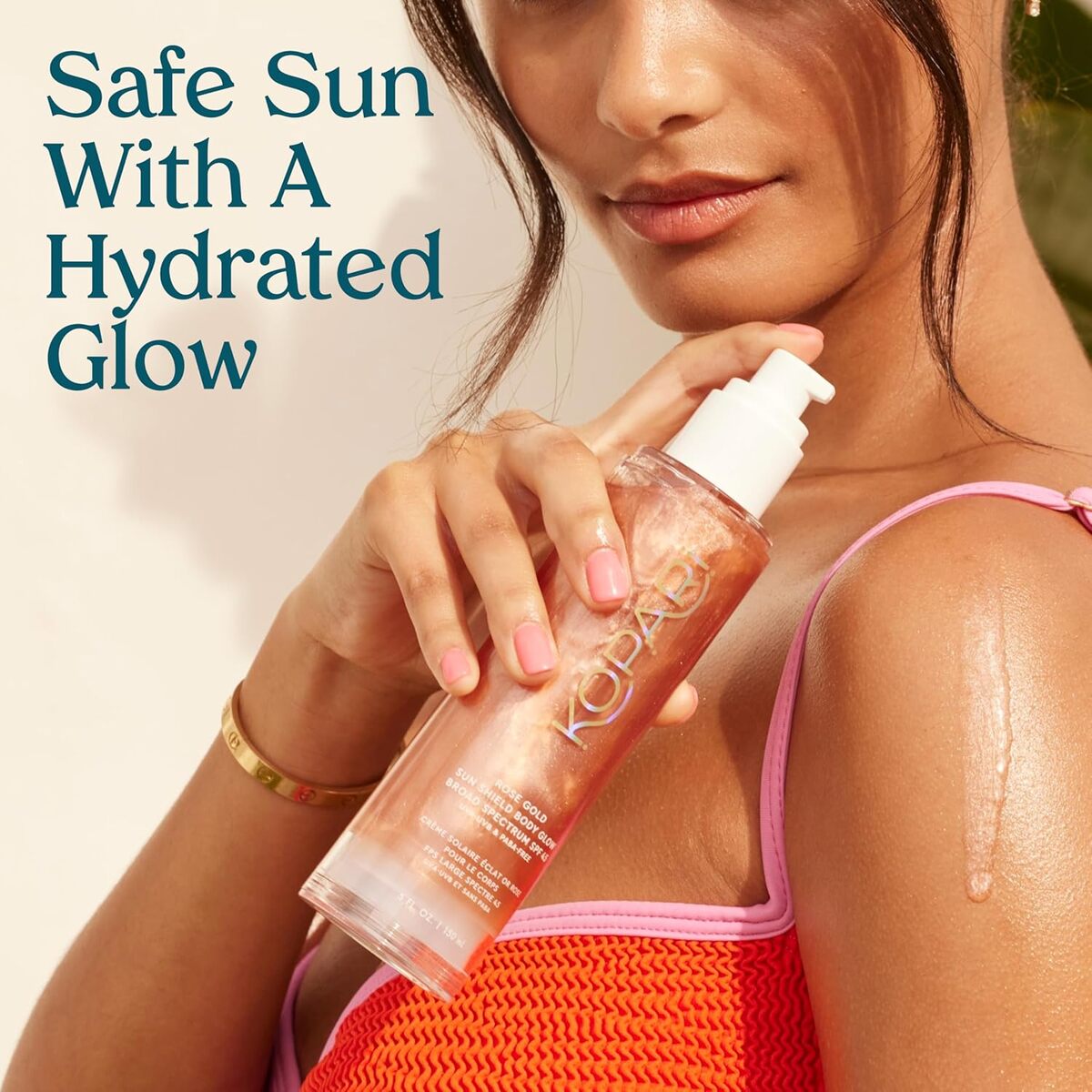 【エクスプレス便】 Kopari サンシールド ボディグロウ サンスクリーン コパリ Sun Shield Body Glow Sunscreen SPF45 Rose Gold 5oz/150ml 日焼け止め ボディ 艶