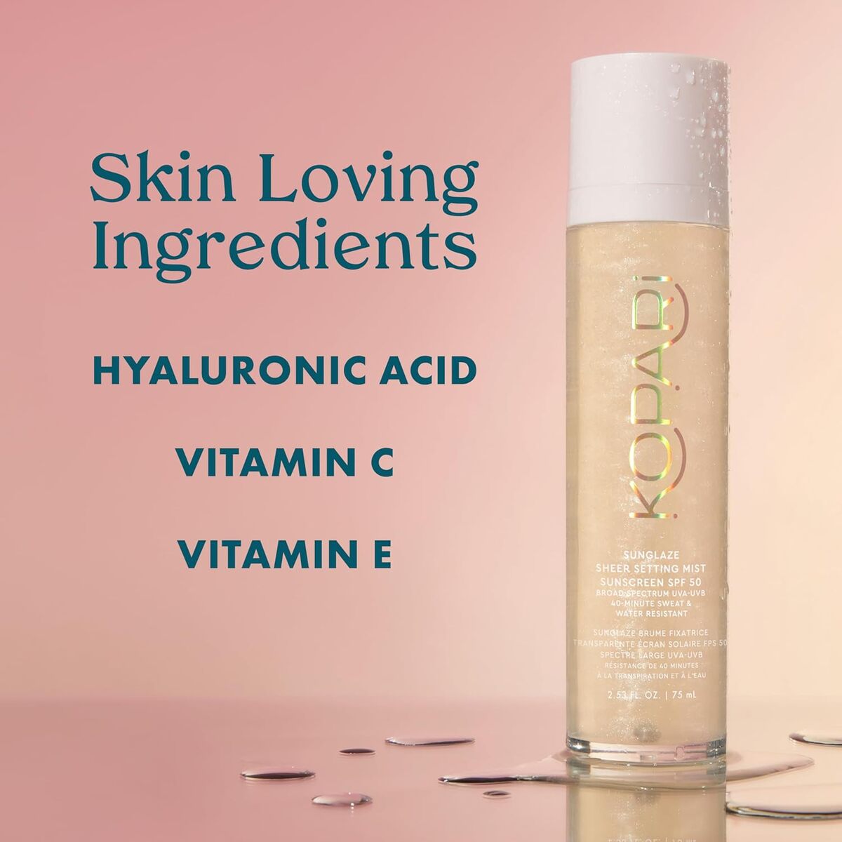 【エクスプレス便】 Kopari サングレイズ シアーセッティングミスト サンスクリーン コパリ Sunglaze Sheer Setting Mist Sunscreen SPF 50 2.53oz/75ml 日焼け止め スプレー ヒアルロン酸配合 ツヤ肌