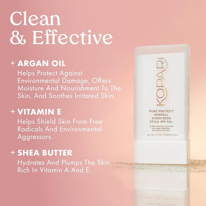 【エクスプレス便】 Kopari ピュアプロテクト100%ミネラルサンスクリーンスティック コパリ PURE PROTECT 100% Mineral Sunscreen Stick SPF 50+ 0.7oz/20g 日焼け止め アルガンオイル シアバター 配合 顔 体