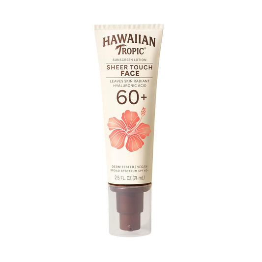 【エクスプレス便】 Hawaiian Tropic シアータッチ フェイスサンスクリーンローション ハワイアン トロピック Sheer Touch Face Sunscreen Lotion SPF60 2.5oz/74ml オイルフリー ベタつかない 日焼け止め ヒアルロン酸配合