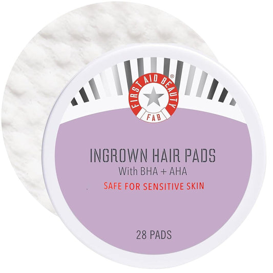 【エクスプレス便】 First Aid Beauty BHA + AHA配合の埋没毛パッド ファーストエイドビューティー Ingrown Hair Pads with BHA + AHA 28Pads 0.99oz/約29ml 拭き取りパット 毛穴 ブツブツ ケア