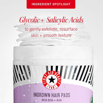 【エクスプレス便】 First Aid Beauty BHA + AHA配合の埋没毛パッド ファーストエイドビューティー Ingrown Hair Pads with BHA + AHA 28Pads 0.99oz/約29ml 拭き取りパット 毛穴 ブツブツ ケア