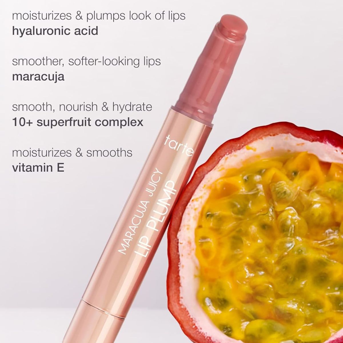 【エクスプレス便】 tarte マラクージャ ジューシー リップ プランプ タルト maracuja juicy lip plump white peach 0.32oz/約9ml リップ プランパー 保湿 ヒアルロン酸 ビタミンE 配合