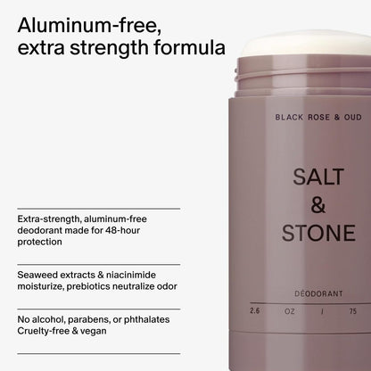 【エクスプレス便】Salt & Stone アルミニウムフリー デオドラント（ブラックローズ&ウードの香り）ソルトアンドストーン Aluminum Free Deodorant Black Rose & Oud 2.6oz/75g 男女兼用 シアバター配合