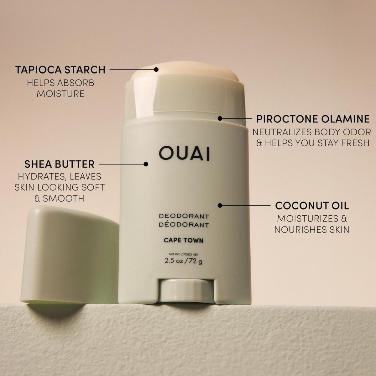 【エクスプレス便】OUAI  ウェ アルミニウムフリー デオドラント ケープタウン 72g  OUAI Aluminum Free Deodorant Basil & Green Fig Cape Town (2.5 oz)  制汗剤  バジル&グリーンフィグの香り