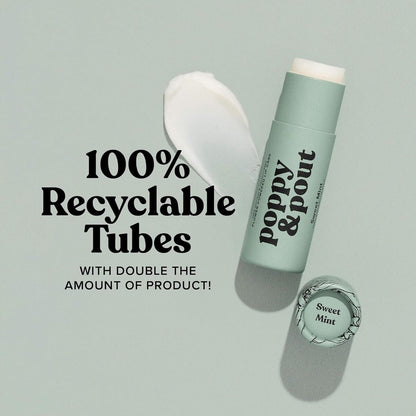 【エクスプレス便】Poppy & Pout リップバーム（スイートミントの香り） ポピー＆パウト Lip Balm Sweet Mint 0.3oz/8.5g オーガニック ココナッツオイル 蜜蝋 ビタミン 配合 リップケア 動物実験なし