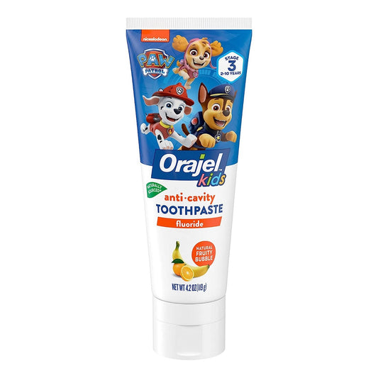 【追跡可能海外メール便】Orajel Kids Paw Patrol Anti-Cavity Fluoride Toothpaste, Natural Fruity Bubble Flavor, 4.2ozパウ・パトロール オラジェル キッズ 虫歯予防歯磨き粉 ナチュラルフルーティ バブルフレーバー 119g子供用　歯磨き粉　対象年齢：2～10歳