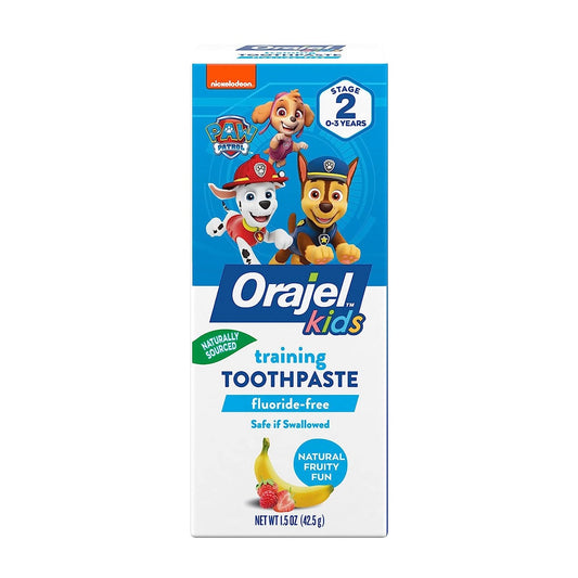 【追跡可能海外メール便】Orajel Kids Paw Patrol Fluoride-Free Training Toothpaste, Natural Fruity Fun Flavor, 1.5oz パウ・パトロール オラジェル キッズ トレーニング歯磨き粉 ナチュラルフルーティ ファンフレーバー 42.5g対象年齢：0～3歳　小児科医推奨