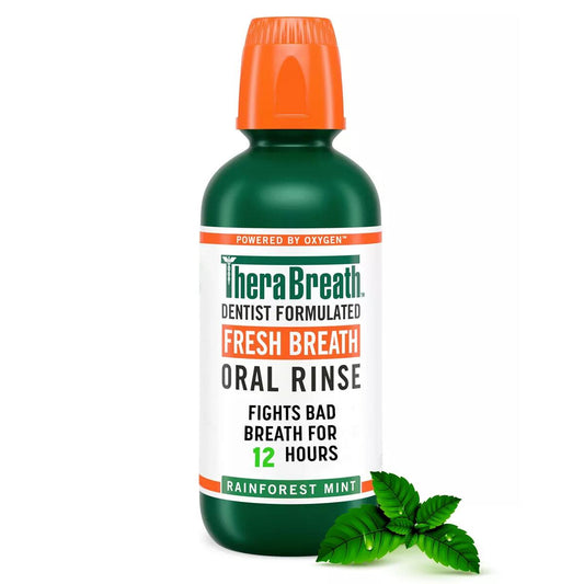 【エクスプレス便】TheraBreath Fresh Breath Mouthwash, Rainforest Mint, Alcohol-Free, 16 Fl Oz<br>セラブレス フレッシュブレス マウスウォッシュ レインフォレストミント<br>口内洗浄　口臭対策　アルコールフリー