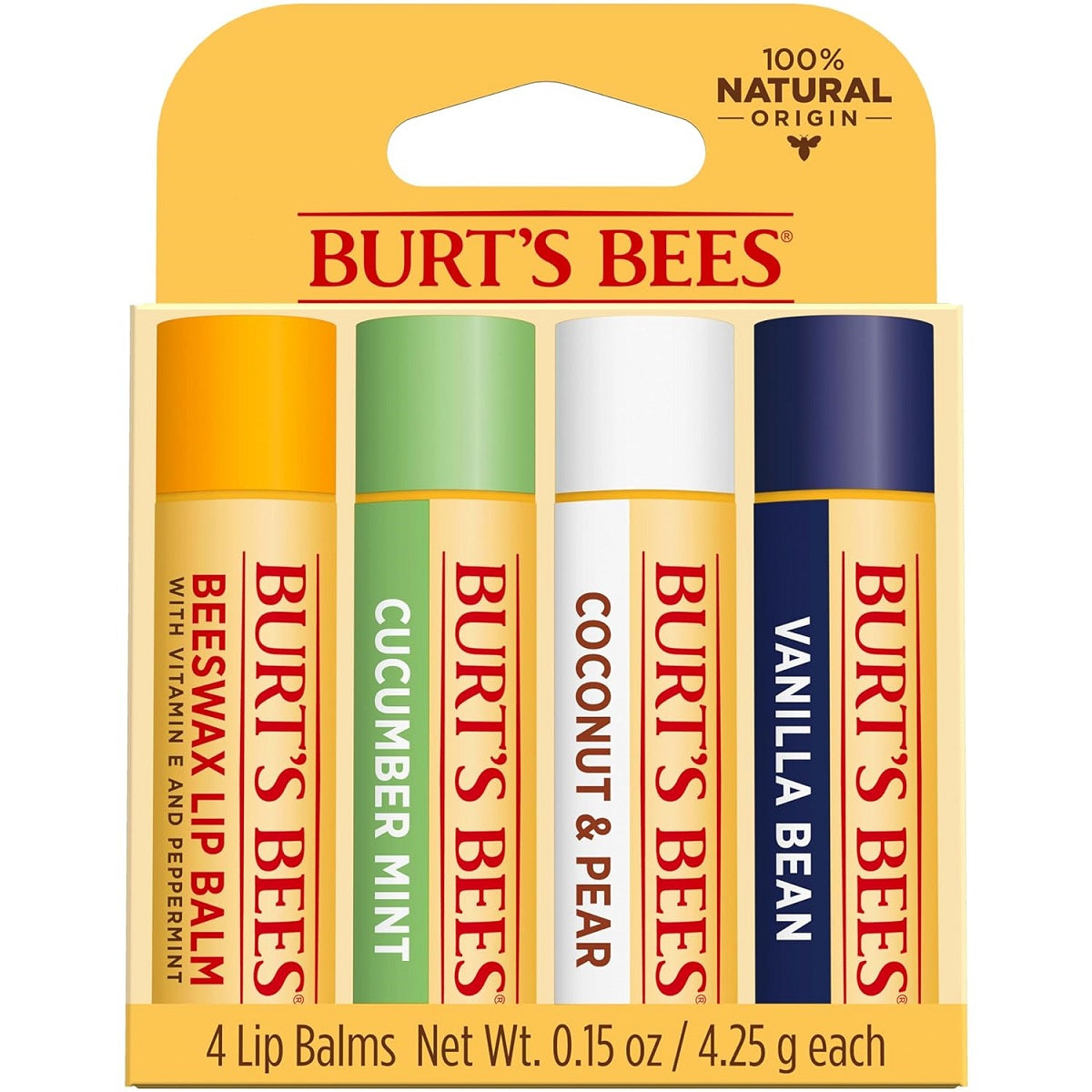 【追跡可能海外メール便】Burt's Bees Beeswax Lip Balm value 0.15oz/4-pack (Sweet Sorbet) バーツビーズ  リップバーム 4.25g / 4本セット(スイートシャーベット)ギフトセット　ペパーミント　キュウリミント　ココナッツ　バニラビーンズ