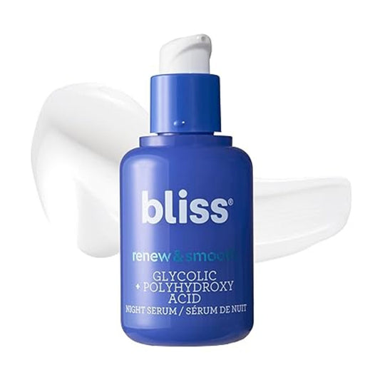 【追跡可能海外メール便】bliss Renew & Smooth Night Glycolic Acid Serum 1oz ブリス リニュー＆スムース ナイト グリコール酸セラム 30ml ブライトニング 美容液 夜用 古い角質ケア ハリ 保湿