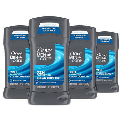 【エクスプレス便】【お得な4本セット】  Dove Men+Care 制汗剤　クリーンコンフォート　2.7oz  Deodorant With 72-hour sweat and odor protection Clean Comfort  メンズ　ダヴ　76g  72時間　匂い　ワキ 　制汗剤　ワキの匂い　汗対策　デオドラント