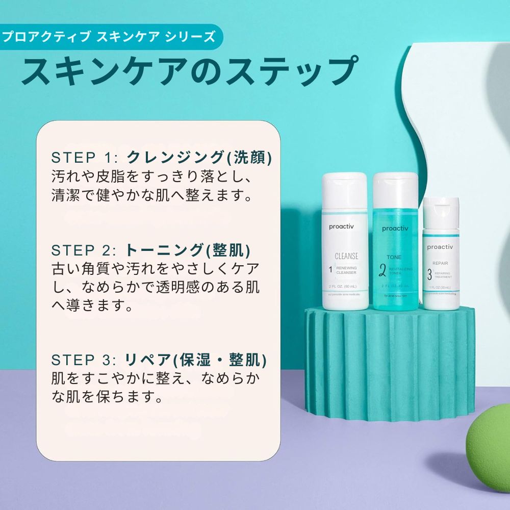 【追跡可能海外メール便】Proactiv 3ステップ アクネ ケアセット 30日分 プロアクティブ  3 Step Acne Skin Care Kit 洗顔 化粧水 ポットジェル スキンケアキット