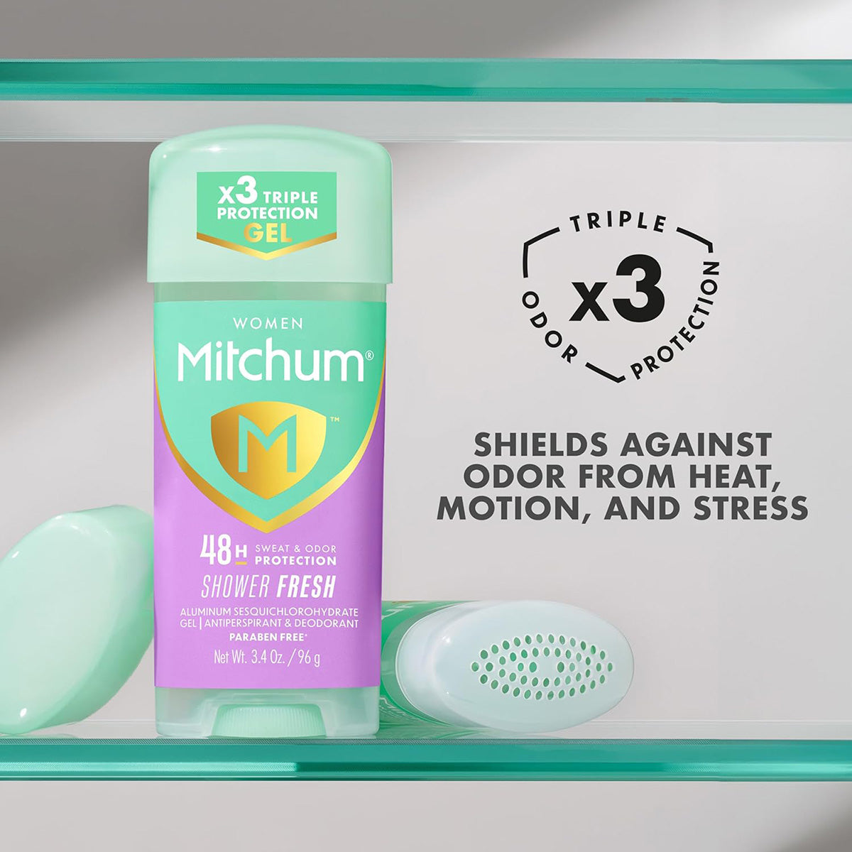 【追跡可能海外メール便】【お得な2本パック】Mitchum Antiperspirant Deodorant Gel Shower Fresh 3.4 Oz (Pack of 2)ミッチャム 制汗剤・デオドラントジェル シャワーフレッシュ 96g（2本セット）女性用　アルコールフリー