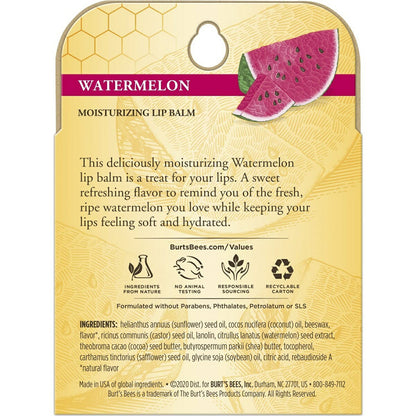 【追跡可能海外メール便】Burt's Bees Natural Origin Moisturizing Lip Balm,0.15oz/4-pack (Watermelon) バーツビーズ  モイスチャライジング リップ バーム 4.25g / 4本セット （ウォーターメロン）天然由来　保湿　唇の乾燥に　ギフトセット