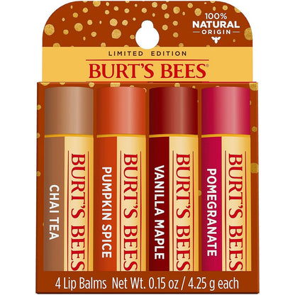 【追跡可能海外メール便】Burt's Bees Lip Balm（Fall Variety Pack）Chai Tea, Pumpkin Spice, Vanilla Maple, Pomegranateバーツビーズ リップ バーム ギフトセット