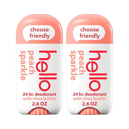 【エクスプレス便】【お得な2本セット】Hello Peach Aluminum Free Deodorant 2.6oz (Pack of 2)ハロー ピーチ アルミニウムフリー デオドラント 73g（2本セット）スティックタイプ　男性用　女性用　24時間消臭