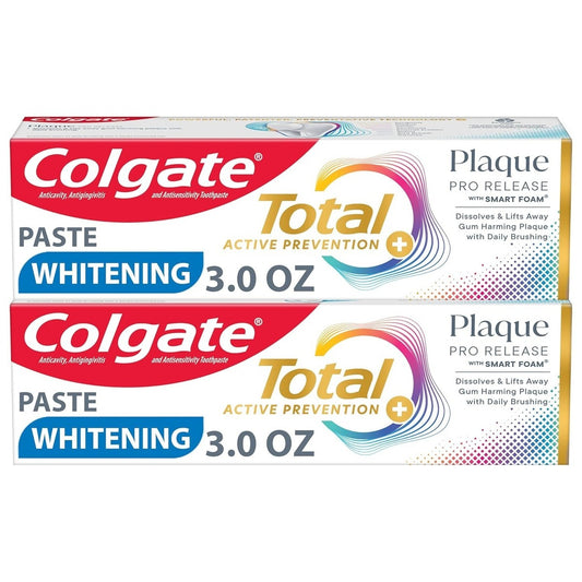 【エクスプレス便】【お得な2本セット】Colgate Total Plaque Pro Release Whitening Toothpaste 3.0oz Pack of 2</br>コルゲート トータルプラーク プロリリース ホワイトニング歯磨き粉 85g（2本セット）</br>白い歯　　　過敏症予防