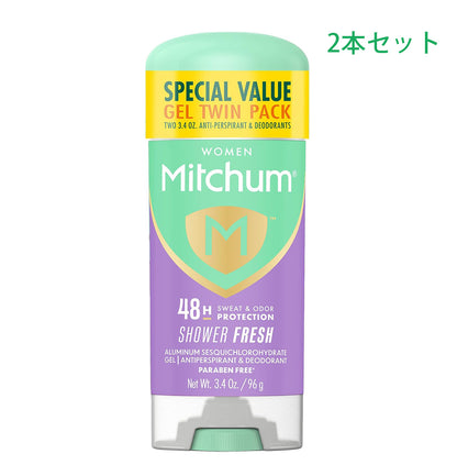 【追跡可能海外メール便】【お得な2本パック】Mitchum Antiperspirant Deodorant Gel Shower Fresh 3.4 Oz (Pack of 2)ミッチャム 制汗剤・デオドラントジェル シャワーフレッシュ 96g（2本セット）女性用　アルコールフリー