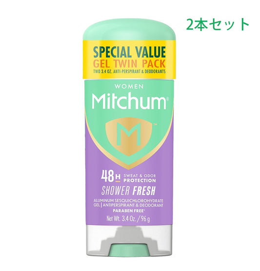 【追跡可能海外メール便】【お得な2本パック】Mitchum Antiperspirant Deodorant Gel Shower Fresh 3.4 Oz (Pack of 2)ミッチャム 制汗剤・デオドラントジェル シャワーフレッシュ 96g（2本セット）女性用　アルコールフリー