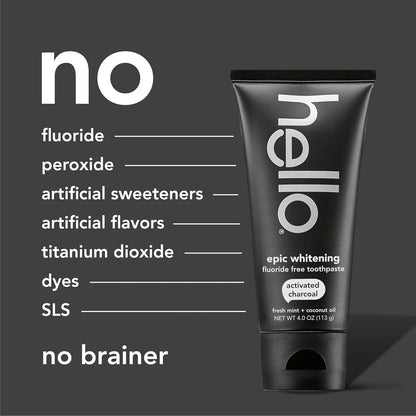 【追跡可能海外メール便】Hello ハロー チャコール ホワイトニング　Toothpaste 歯磨き粉　114g