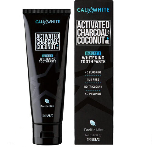 【追跡可能海外メール便】 Cali White Charcoal & Organic Coconut Teeth Whitening Toothpaste 4.0oz チャコール＆オーガニック ココナッツ １本 ミント味 オーガニック ナチュラル ホワイトニング歯磨き粉　ホワイトニング　白い歯