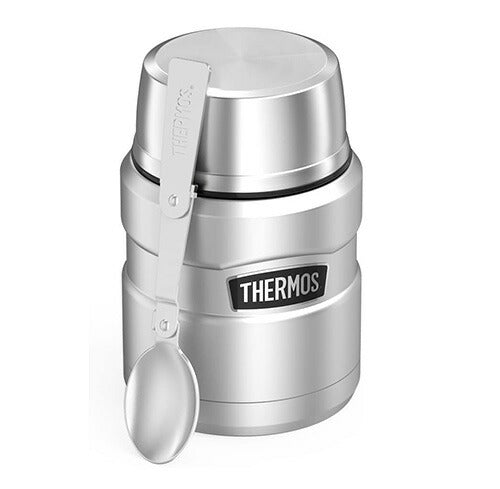 【エクスプレス便】THERMOS Food Jar with Spoon 16 Ounce Stainless Steel サーモス ステンレスキング 16オンス フードジャー 折りたたみスプーン付き ステンレススチール