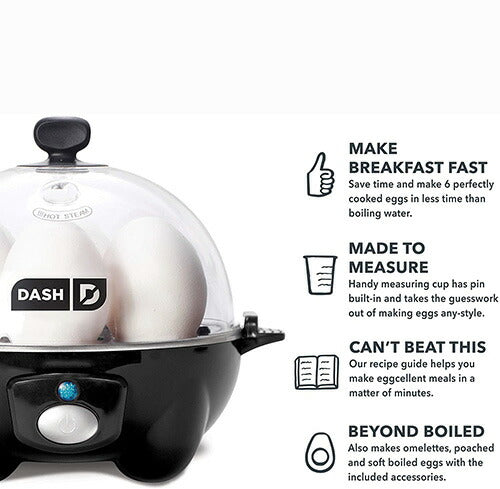 【エクスプレス便】Dash Rapid Egg Cooker black ダッシュ エッグクッカー ブラック ゆで卵 最大6個 スクランブルエッグ