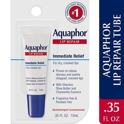 【追跡可能海外メール便】Aquaphor Lip Repair Ointment Long-lasting Moisture to Soothe Dry Chapped Lips Tube, 0.35 Fl Oz (Pack of 1) アクアフォー リップリペアオイントメント 10ｍl