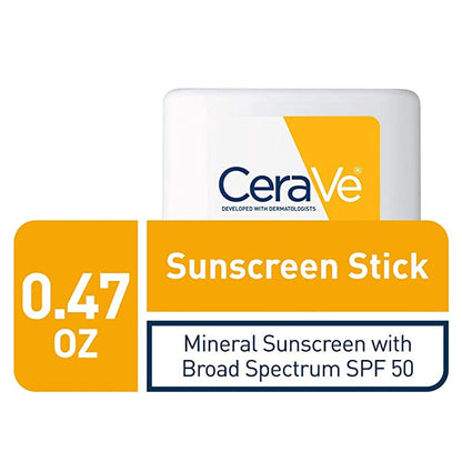 【追跡可能海外メール便】CeraVe Mineral Sunscreen Stick Broad Spectrum SPF 50 0.47 Ounce セラビィミネラルサンスクリーンスティック 13.32g 無香料 日焼け止めスティック 紫外線対策 セラミド配合 保湿する日焼け止め 持ち運びに便利