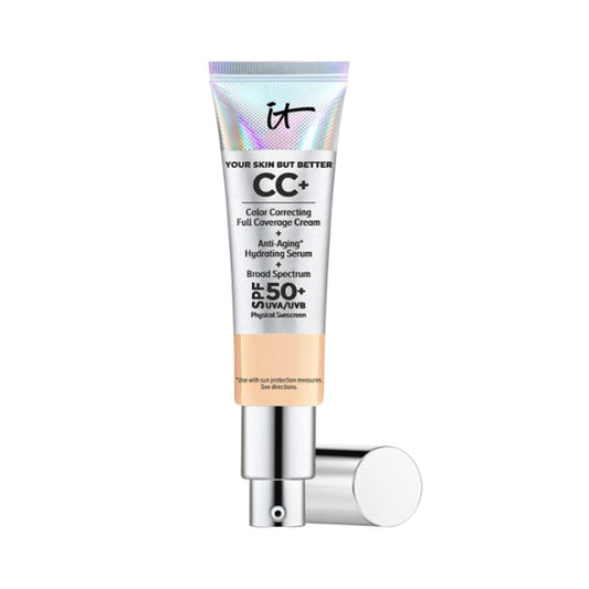 【エクスプレス便】イットコスメティクス　ユアスキンバットベター　ライトミディアム　IT Cosmetics Your Skin But Better CC+ Cream, Light Medium (C)クリーム、フルカバーファンデーション、保湿美容液、SPF 50+ 日焼け止め - ナチュラルフィニッシュ - 1.08oz.