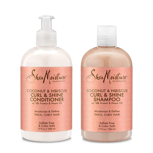 【エクスプレス便】Shea Moisture  Shampoo＆Conditioner シアモイスチャー　シャンプー コンディショナー　セット　Coconut & Hibiscus　ココナッツ＆ハイビスカス　Curl & Shine カールケア＆ツヤ　ヘアケア　天然パーマ　くせ毛