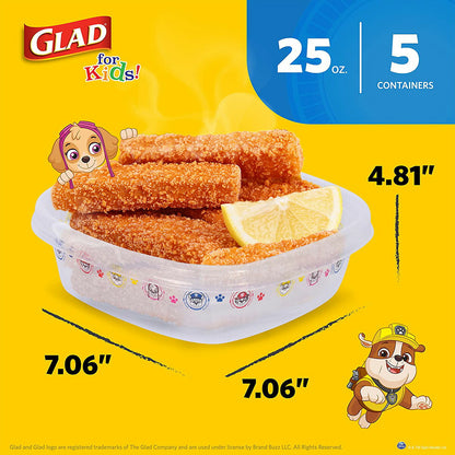 【エクスプレス便】Glad for Kids Paw Patrol GladWare Medium Lunch Square Food Storage Containers 5 Count Set  パウ・パトロール グラッド ミディアムランチコンテナー  5個入り　ピクニック　お弁当　プラスチック　BPAフリ