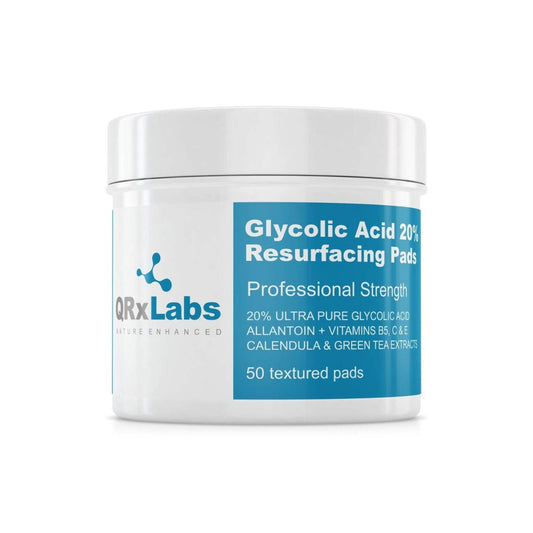 【エクスプレス便】QRxLabs Glycolic Acid 20% Resurfacing Pads for Face & Body with Vitamins B5, C & E, Green Tea, Allantoin - Exfoliates Surface Skin and Reduces Fine Lines and Wrinkles - キューアールラボ　ビタミン　B5　C & E　緑茶　ウィンクル取り