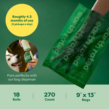 【エクスプレス便】Earth Rated Dog Poop Bags Unscented 270 Count 無香料 小型犬から大型犬用 防漏性と特厚に特化 ペット用フン袋 270枚