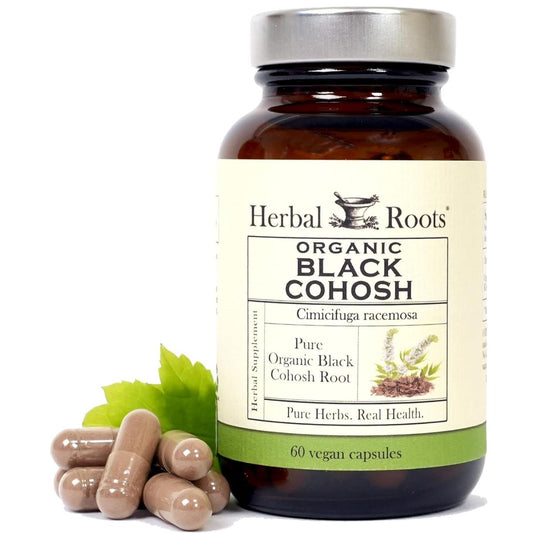 【エクスプレス便】Herbal Roots Organic Black Cohosh Root | Extra Strength 600mg 60 Capsules, Vegan  60カプセル　ハーバルルーツ オーガニック ブラックコホシュ | エクストラストレングス 600mg