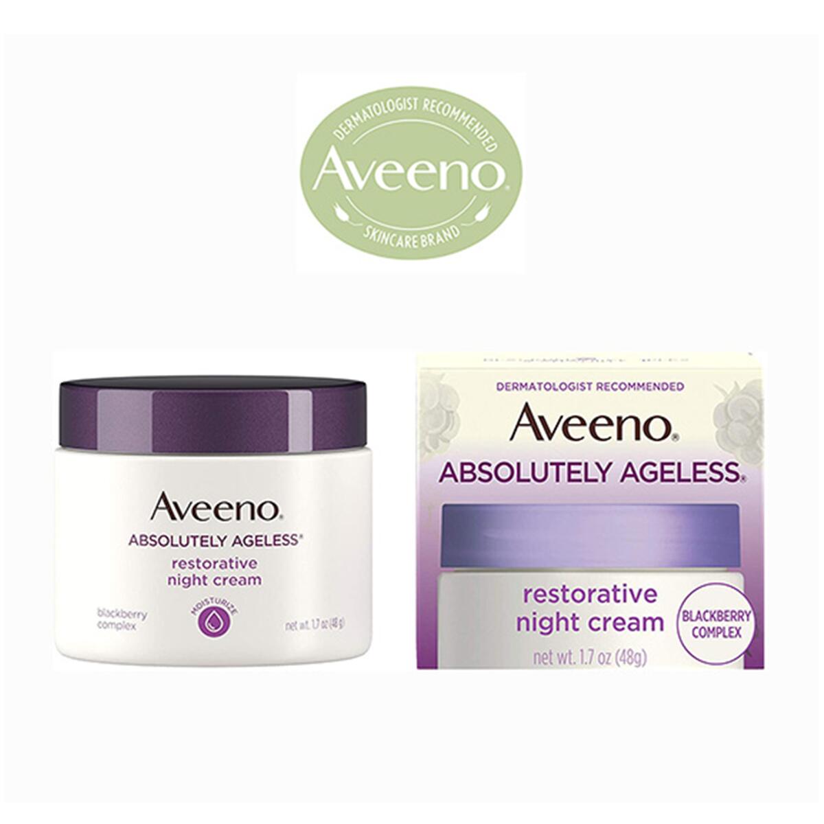 【エクスプレス便】　Aveeno Absolutely Ageless Restorative Night Cream Face & Neck Moisturizer 1.7oz アビーノ ナイトクリーム 48g