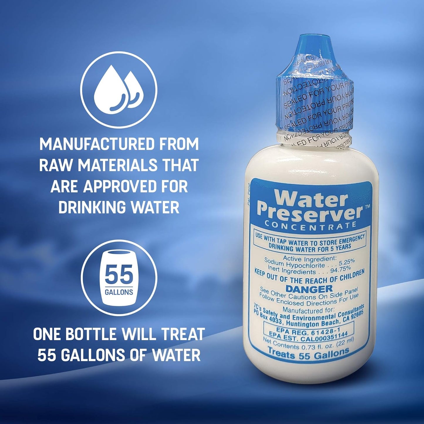 【追跡可能海外メール便】55 Gallon Water Preserver Concentrate 5 Year Emergency Disaster Preparedness Survival Kits 0.73oz 208リットル水保存用濃縮液 5年間の緊急災害準備・サバイバルキット 22ml 防災 防災グッズ