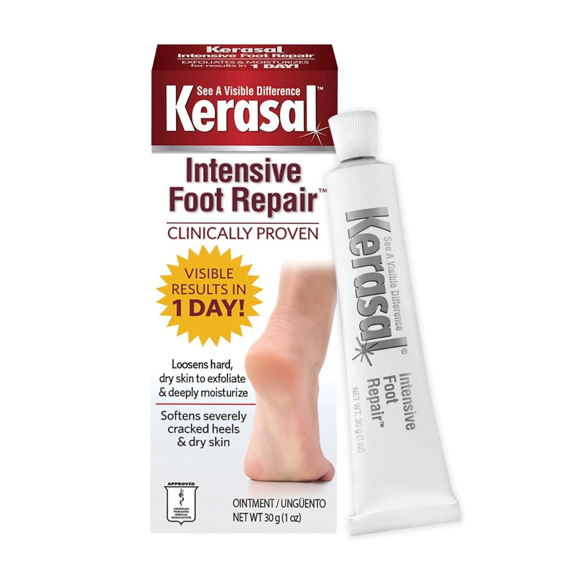 【追跡可能海外メール便】Kerasal Intensive Foot Repair Skin Healing Ointment for Cracked Heels and Dry Feet 1 oz ケラサル 集中フットリペア かかとひび割れ・乾燥足用 スキンヒーリング軟膏 30g