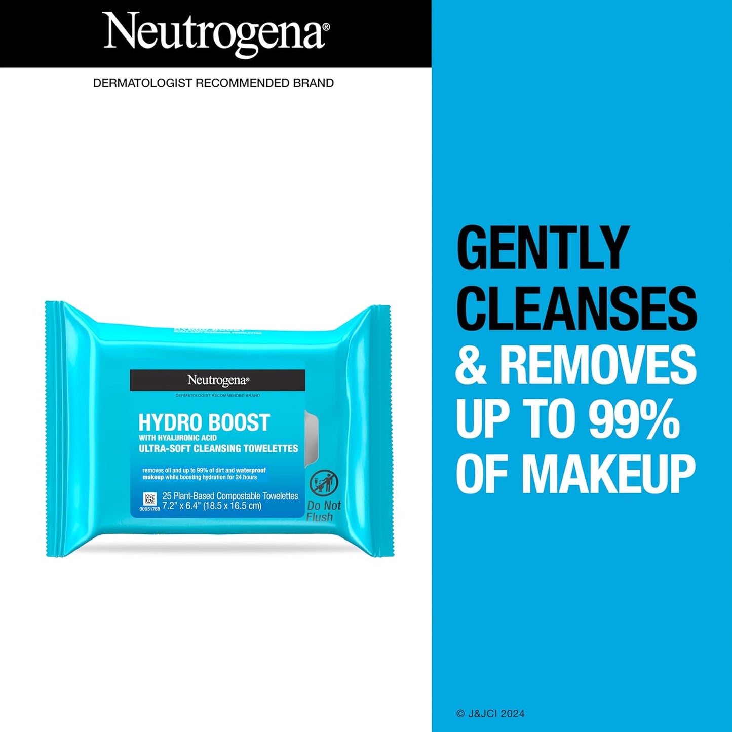 【エクスプレス便】 Neutrogena Hydro Boost Facial Cleansing Towelettes + Hyaluronic Acid Hydrating Makeup Remover Face Wipes 17oz ニュートロジーナ Hydro Boost フェイシャル クレンジング  ヒアルロン酸配合 保湿メイク落としシート 430g　25枚入り2個パック