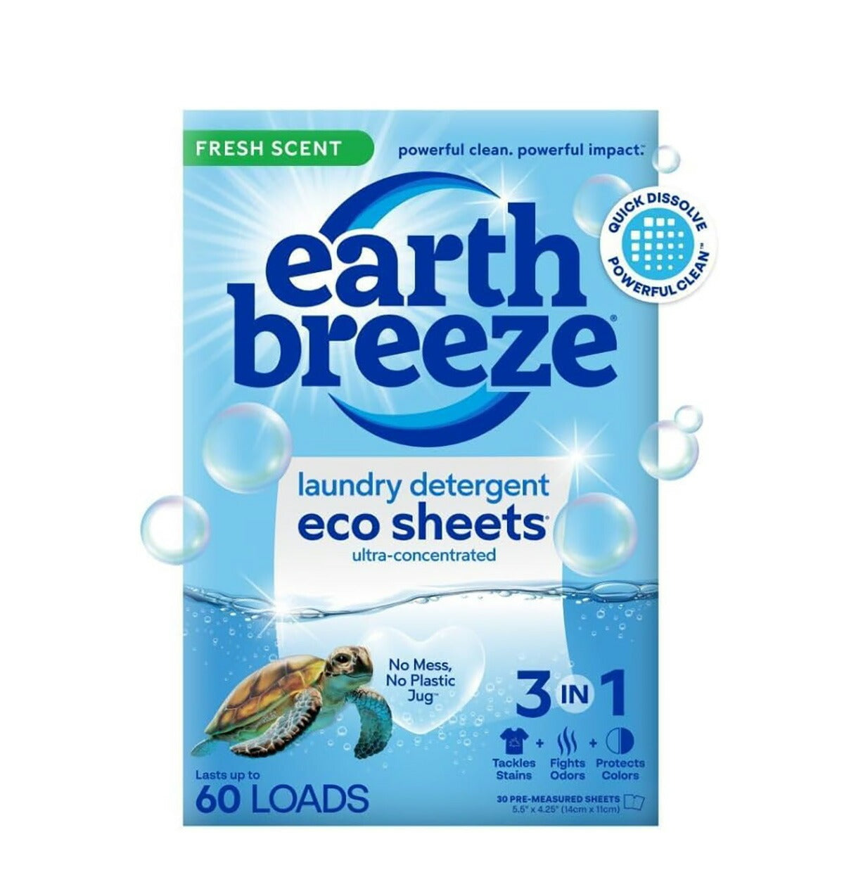 【追跡可能海外メール便】Earth Breeze Laundry Detergent Sheets Fresh Scent 60 Loads30 Detergent Sheets 4.16ozアースブリーズ 洗濯洗剤シート さわやかな香り 60回分 30シート 118g