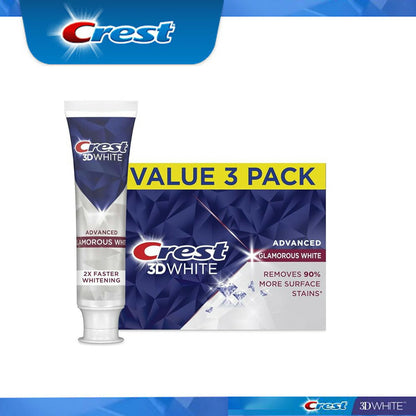 【エクスプレス便】 Crest 3Dホワイトグラマラスホワイト93g  3本セット  クレスト  3D White Glamorous White 3.3oz pack of 3　ホワイトニング歯磨き粉　ホワイトニング　白い歯　予防