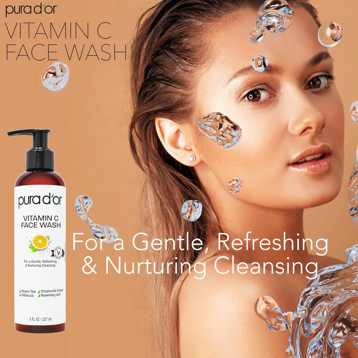 【エクスプレス便】pura d'or ビタミンC フェイスウオッシュ 237ml  ピュラドール Vitamin C Face Wash 8oz ビタミンC 洗顔料 ジェル状の洗顔料